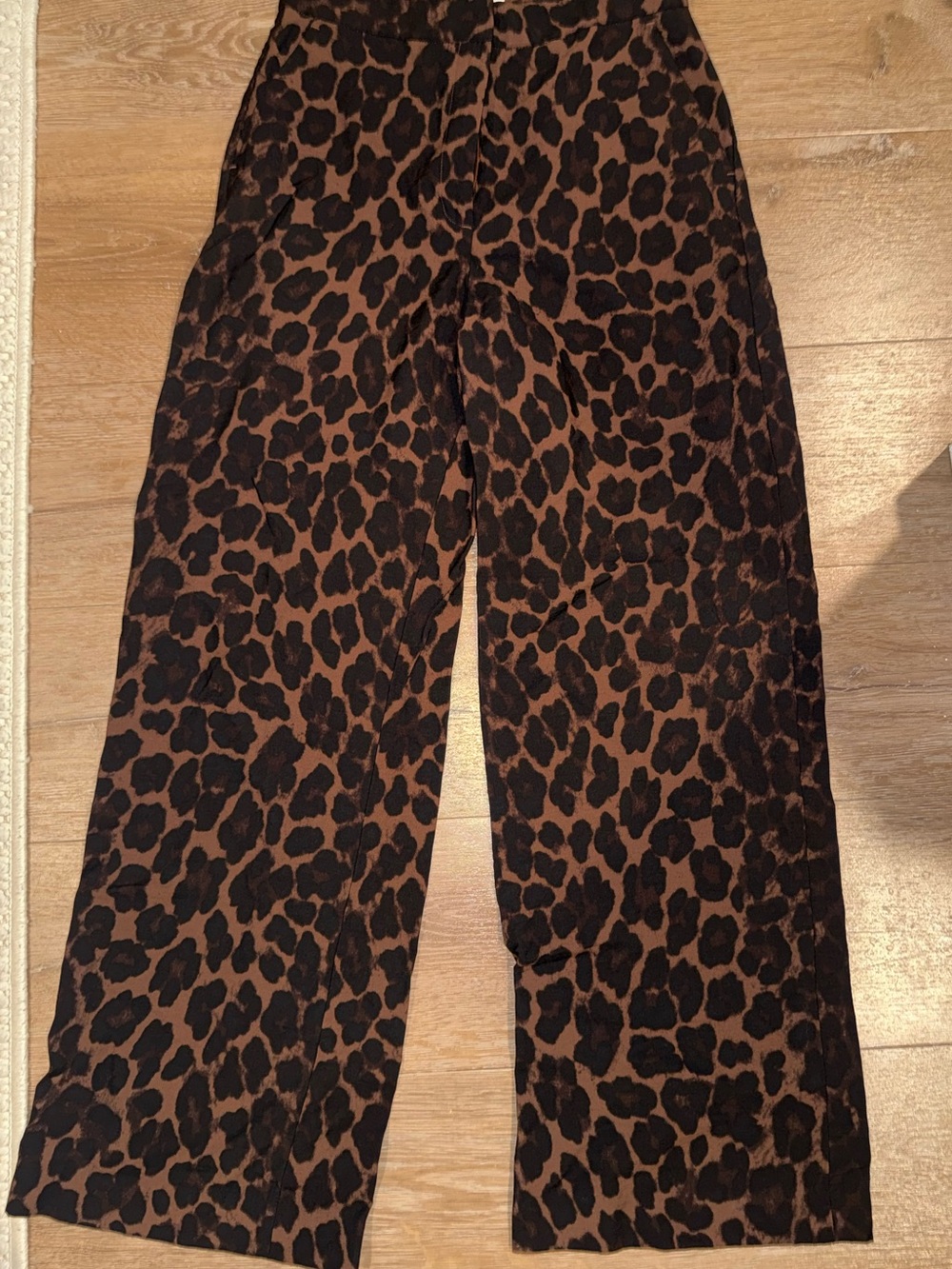 H&M Brown and Black Leopard Print Wide-Leg Pants